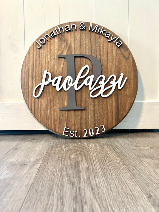 18" Couples Personalized Round Sign