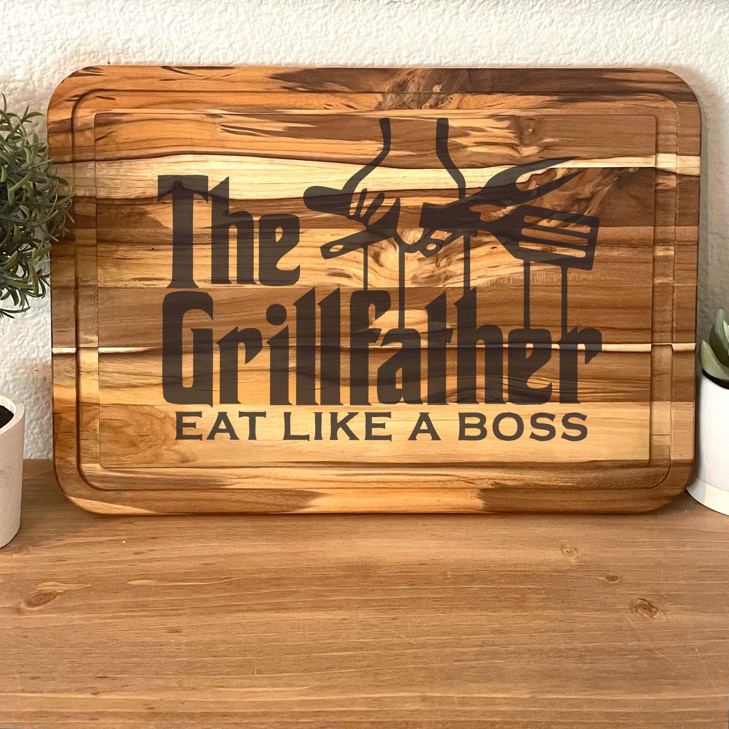 "The Grillfather" Engraved BBQ Board
