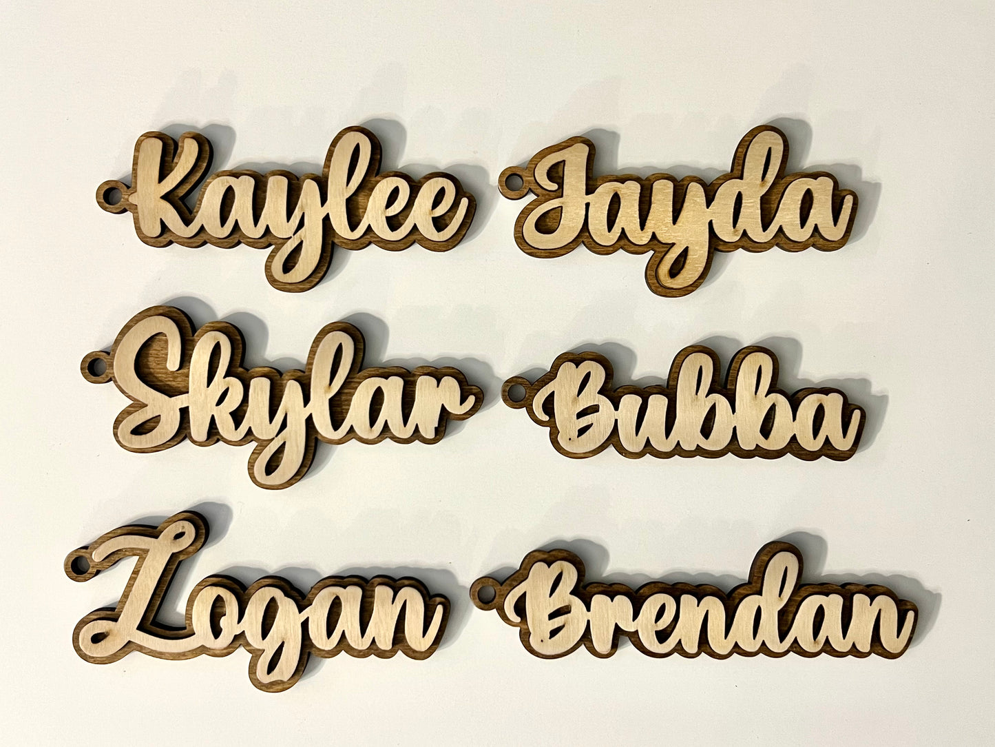 Wooden Stocking Name Tag - Two Layer