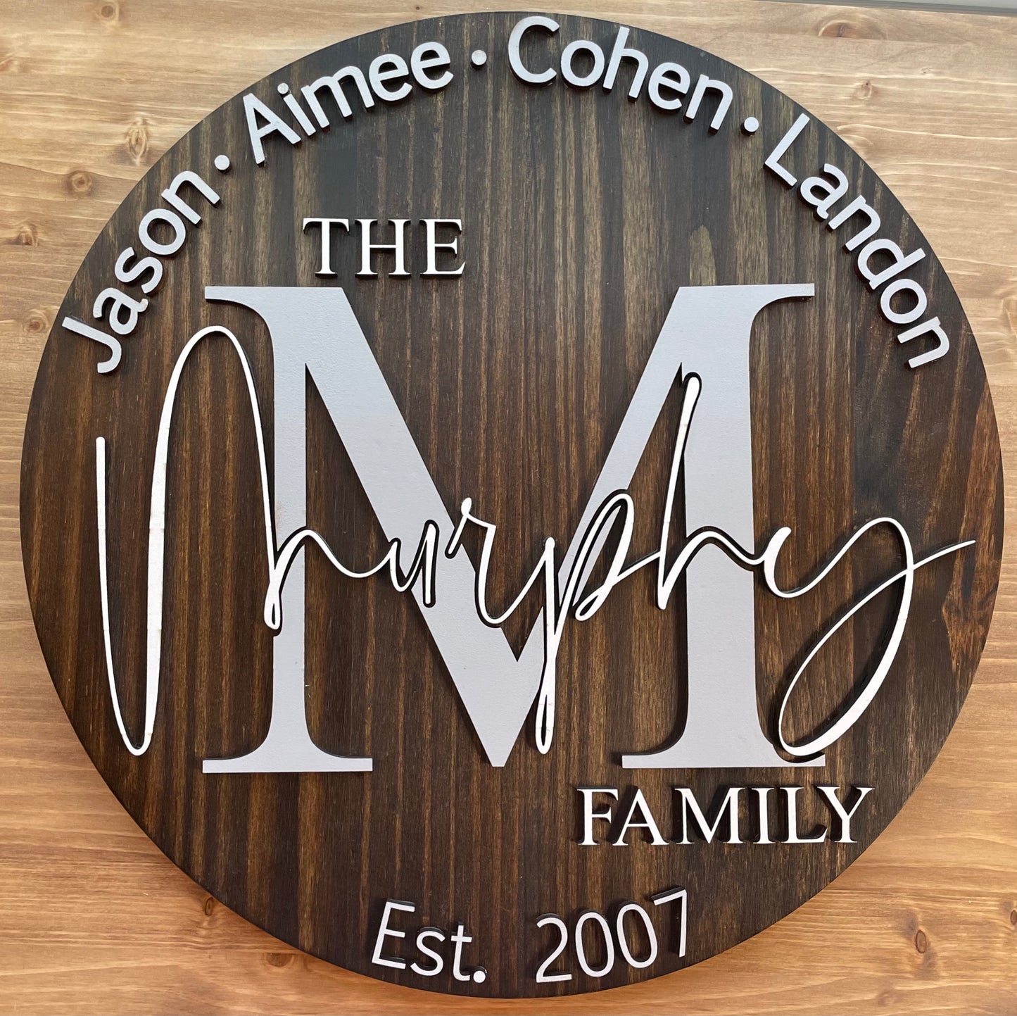 18" Family Round Sign with Kids Names