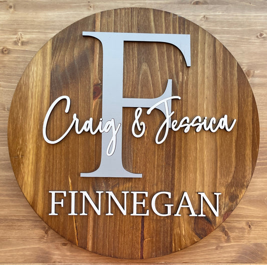18" Simple Personalized Round Name Sign